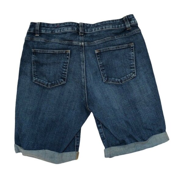 Talbots Bermuda Jean Shorts Dark Wash Womens 34" Waist Distressed Simply Flatter - Picture 4 of 7